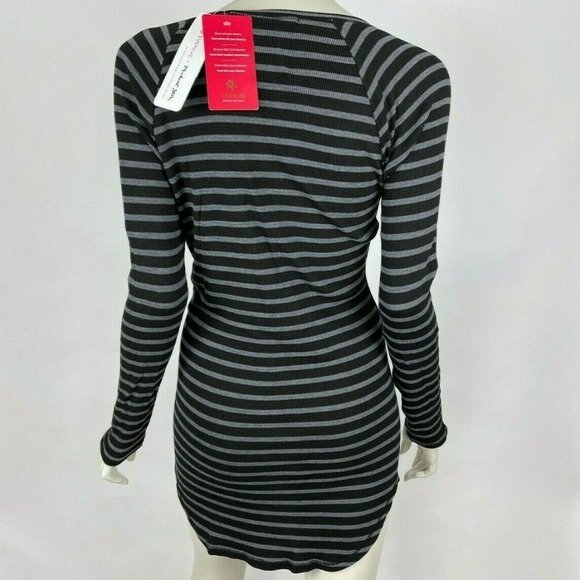 Michael Stars Striped Thermal Tunic Top Long Sleeve Scoop Neck ShirtWomen OS NWT - Picture 1 of 10